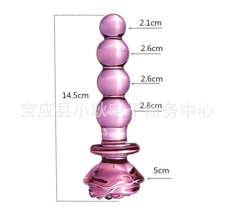 Pink rose glass penis anal plug female male adult sex products sex anal plug
