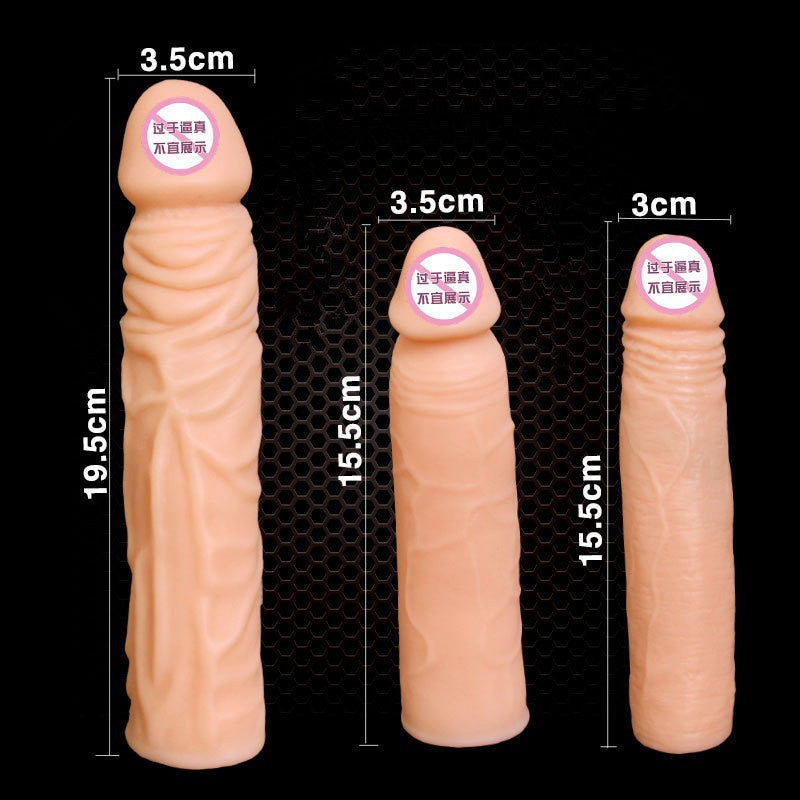 Penis Sleeve Delayed Condom Man Penis Sets Extended Sleeve Adult Sex Toy for Male