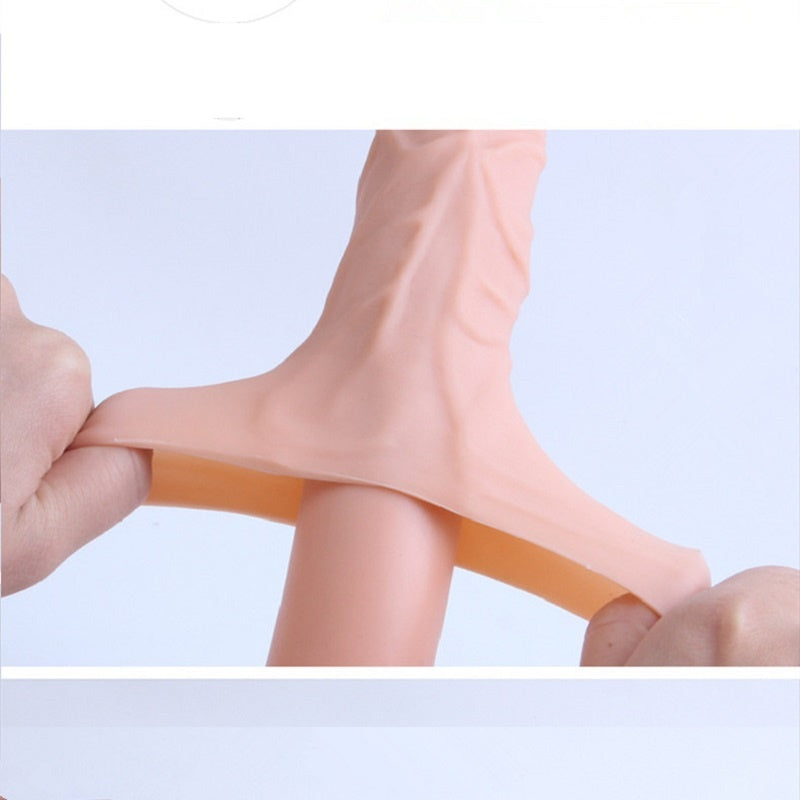 Penis Sleeve Delayed Condom Man Penis Sets Extended Sleeve Adult Sex Toy for Male
