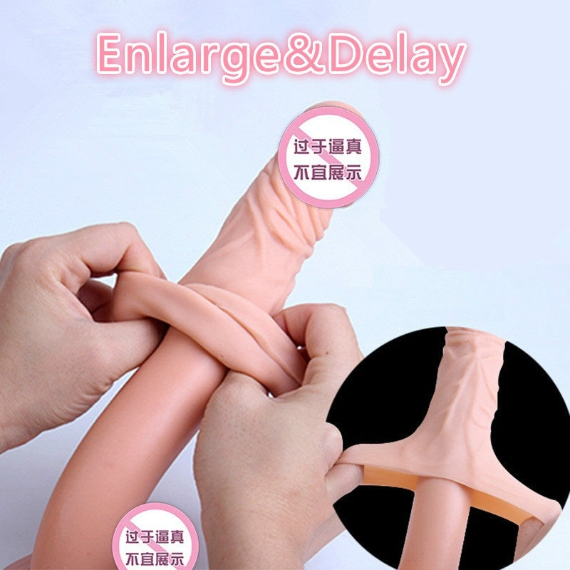 Penis Sleeve Delayed Condom Man Penis Sets Extended Sleeve Adult Sex Toy for Male