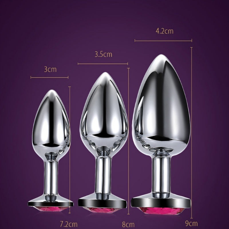 Stainless Steel Anal Plug Adult Health Sex Toys Anal Massager With Diamond Sex Products for Female in 3 Sizes