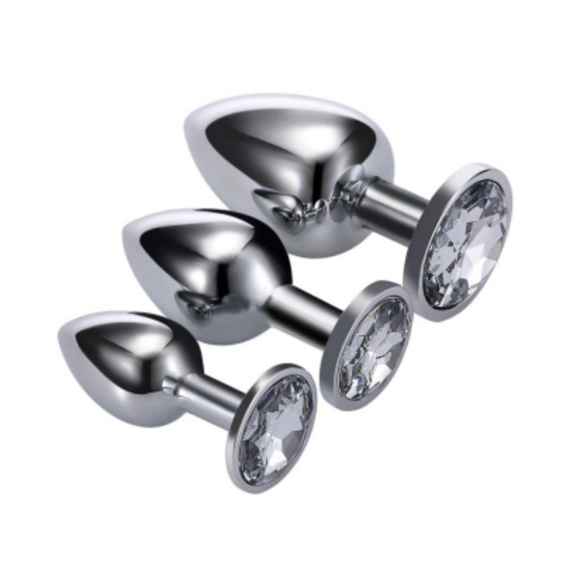 Stainless Steel Anal Plug Adult Health Sex Toys Anal Massager With Diamond Sex Products for Female in 3 Sizes
