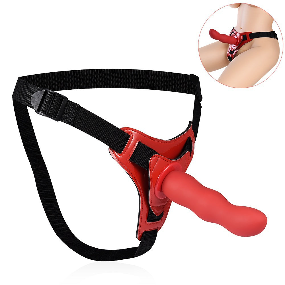 Lesbians Leather Strap-On with Double Silicone Dildos Girl’s Love Sex Toys for Women