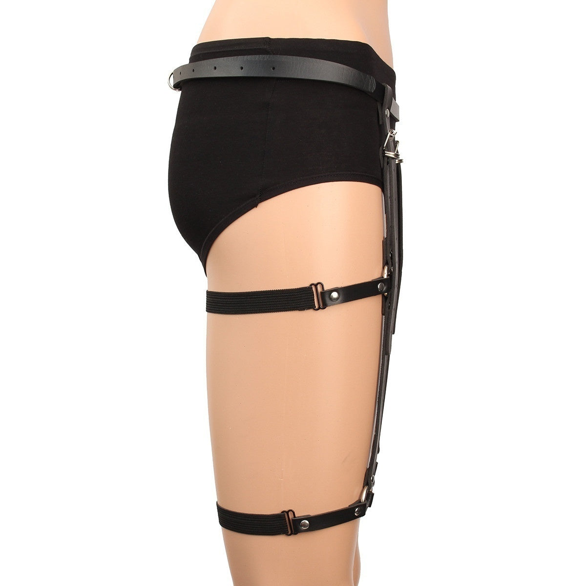 Sexy Punk Handmade Body Bandage Waist Cincher Leather Harness Garter Belt Strap Loop