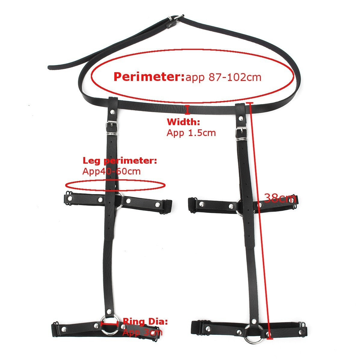 Sexy Punk Handmade Body Bandage Waist Cincher Leather Harness Garter Belt Strap Loop