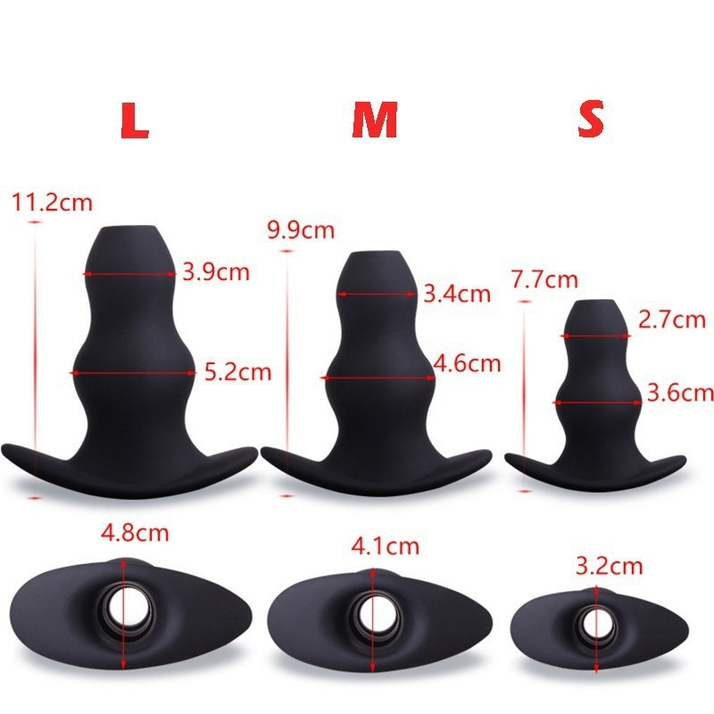 Hollow Enema Butt Plug Soft Silicone Anus Vagina Prostate Massager Gay Anal Sex Toy for Men Women