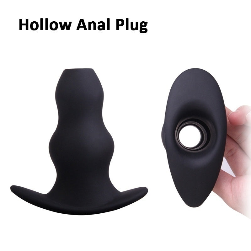 Hollow Enema Butt Plug Soft Silicone Anus Vagina Prostate Massager Gay Anal Sex Toy for Men Women