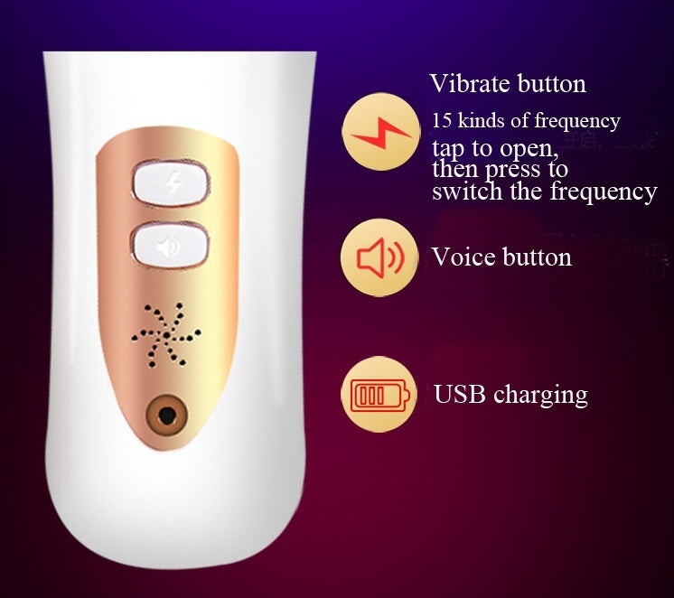 Male Auto Suck 15-Frequency Vibration Masturbator Cup with Synonous Female Sexual Moan Sound Sex Toy for Men