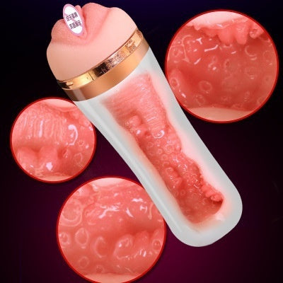 Male Auto Suck 15-Frequency Vibration Masturbator Cup with Synonous Female Sexual Moan Sound Sex Toy for Men