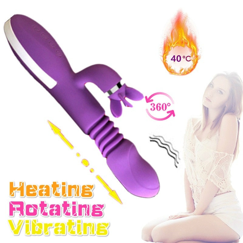 Rotating Tongue Heating Dildo Vibrator Multi-Speed Clit Licking Female Masturbation Sex Toys for Women