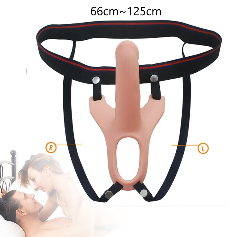 Wearable Penis Sleeve Silicone Hollow Dildo Cock Enlarger Extender Strap on Harness Sex Toys for Men Lesbian