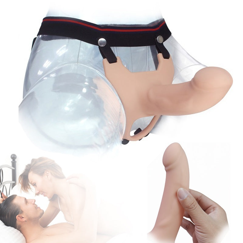 Wearable Penis Sleeve Silicone Hollow Dildo Cock Enlarger Extender Strap on Harness Sex Toys for Men Lesbian
