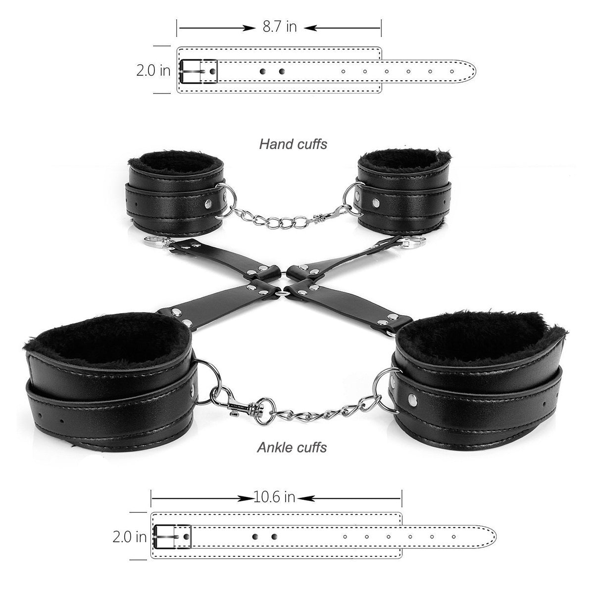 Freelove BDSM Adult Game 12-pcs Set Handcuffs Gag Nipple Clamps Whip Collar Erotic Toy Leather Fetish Sex Bondage Restraint Sex Toys for Couples