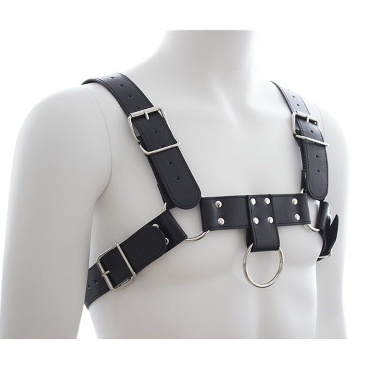 Mens Sexy PU Leather Chest Harness Bondage Buckles Interest Costume Clubwear