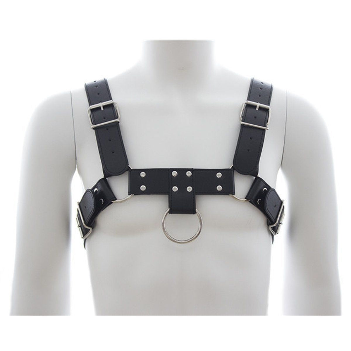 Mens Sexy PU Leather Chest Harness Bondage Buckles Interest Costume Clubwear