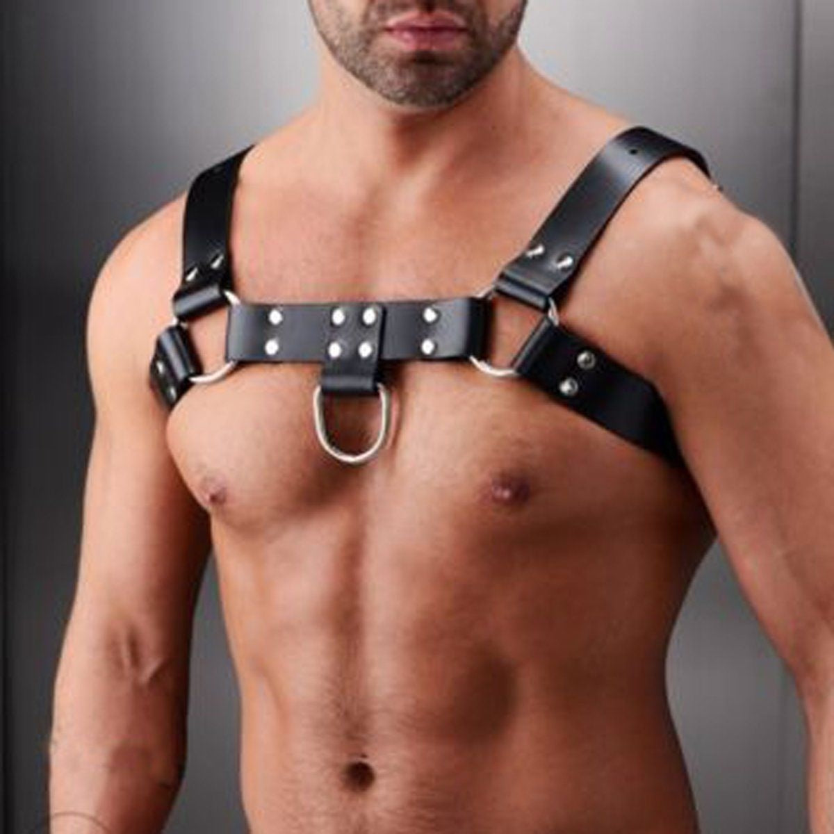 Mens Sexy PU Leather Chest Harness Bondage Buckles Interest Costume Clubwear