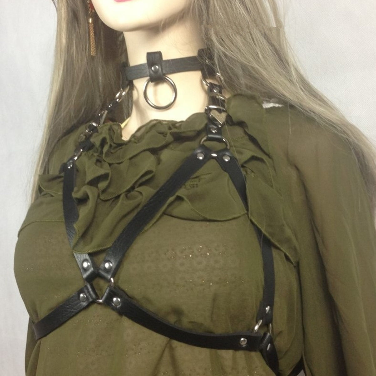 Adult Leather Punk Halterneck Choker Gothic Body Cage Bondage Sexy Waist Belt