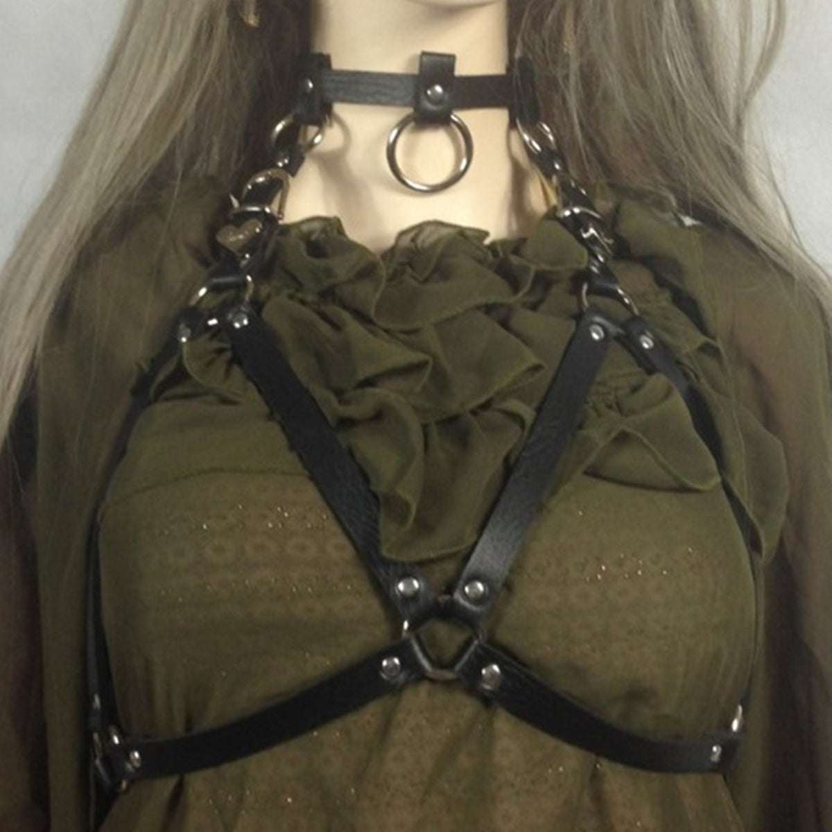 Adult Leather Punk Halterneck Choker Gothic Body Cage Bondage Sexy Waist Belt