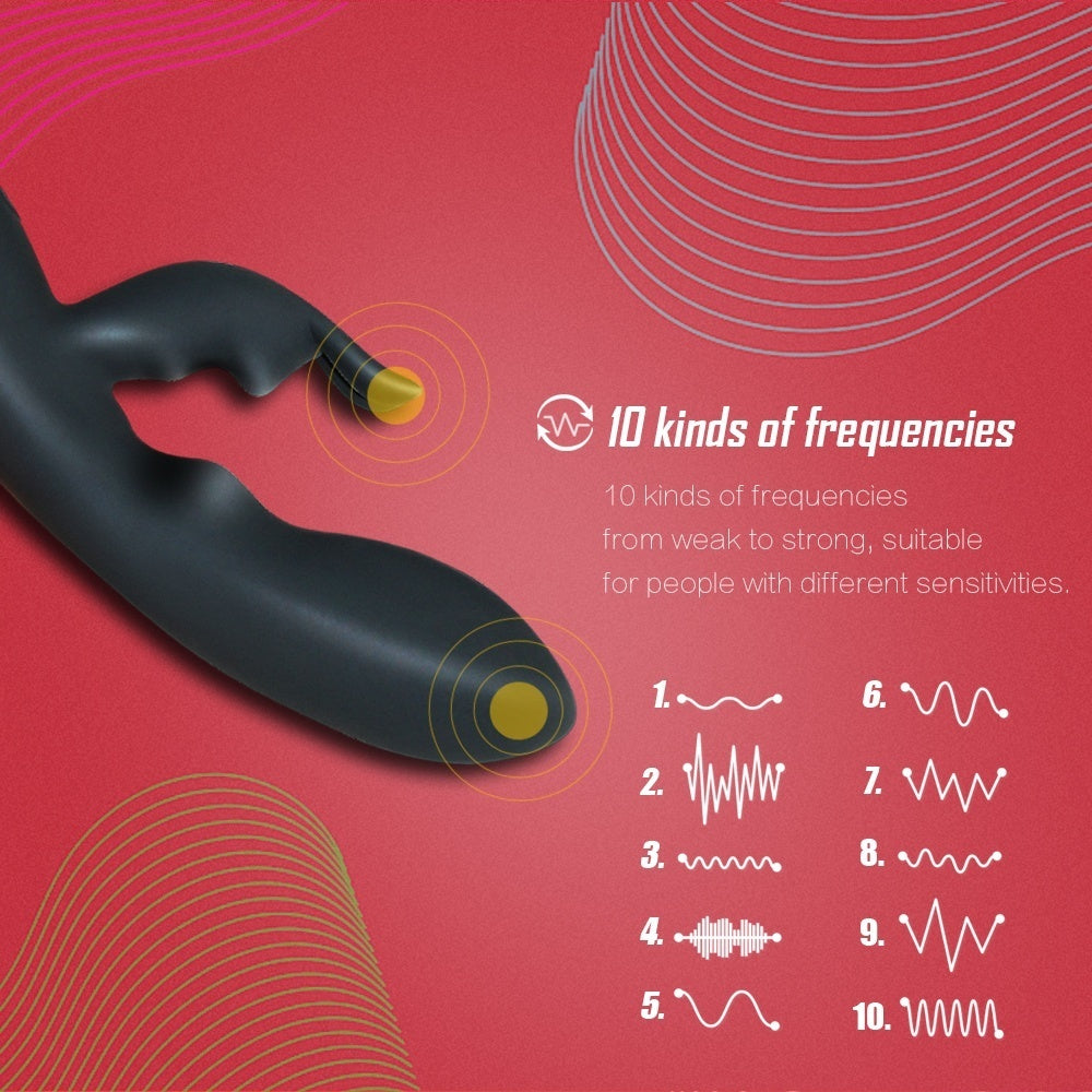 10 Modes Rabbit Dildo Vibrator G Spot Clit Body Massager Adult Sex Toys for Women