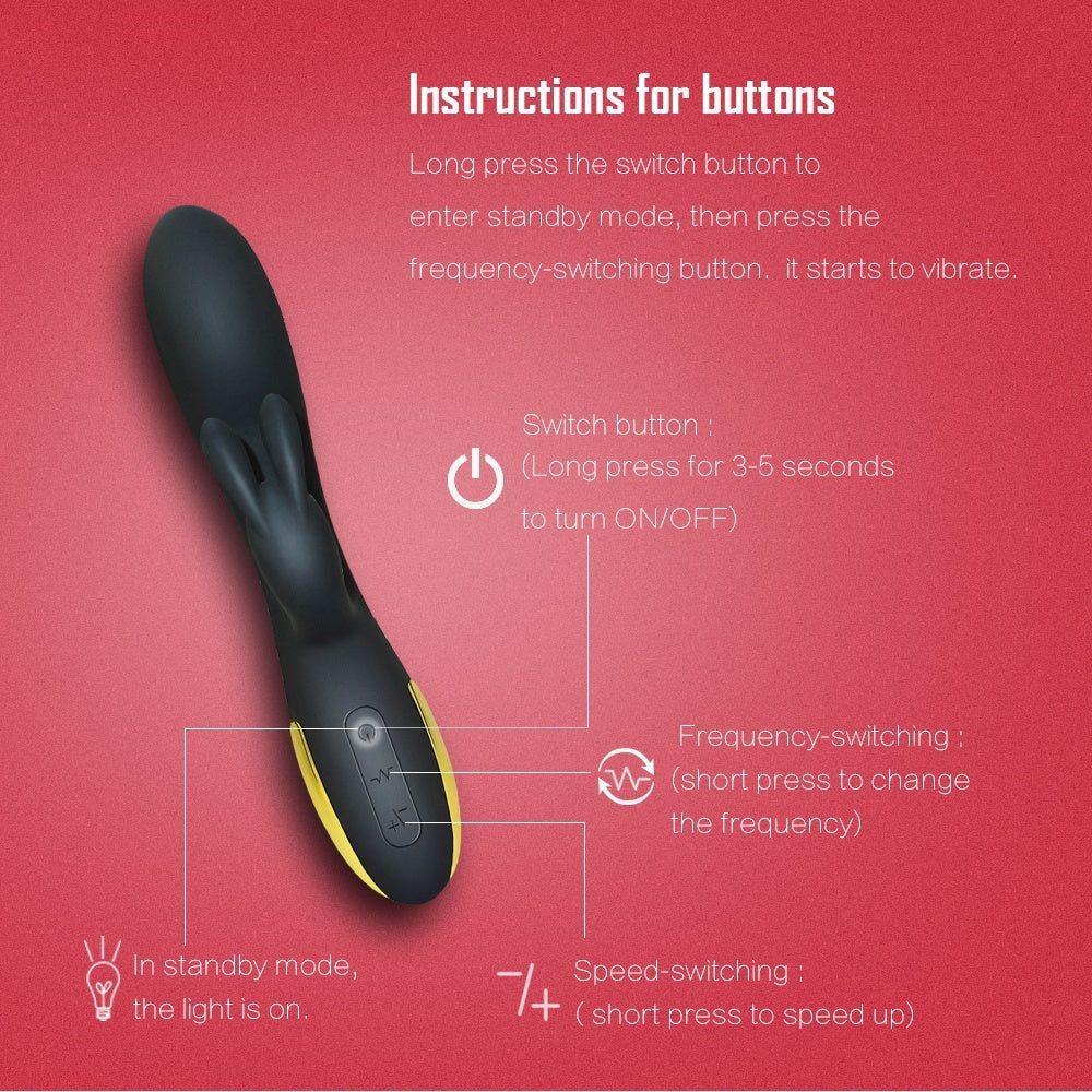 10 Modes Rabbit Dildo Vibrator G Spot Clit Body Massager Adult Sex Toys for Women