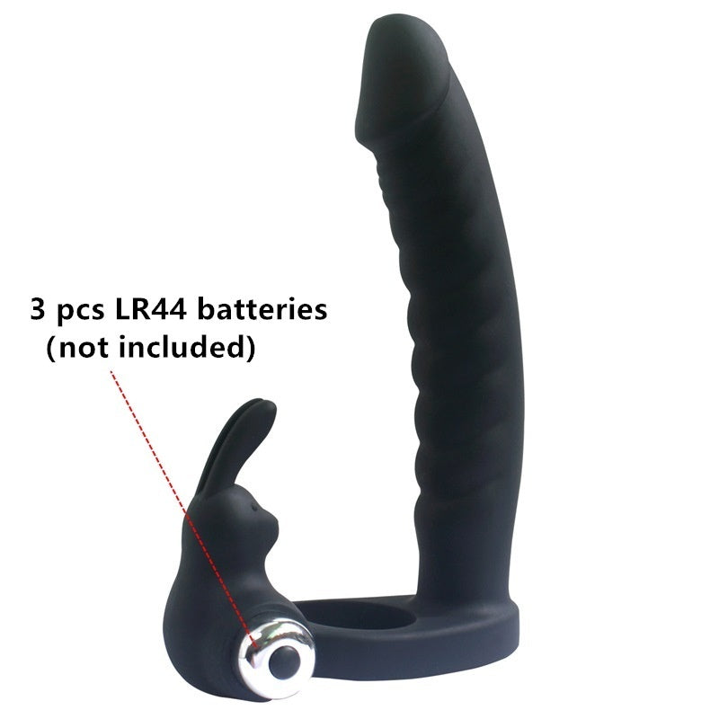 Vibrating Sex Delay Penis Ring with Dildo Butt Plug Enhancer Cock Rings Sex Toys for Couple