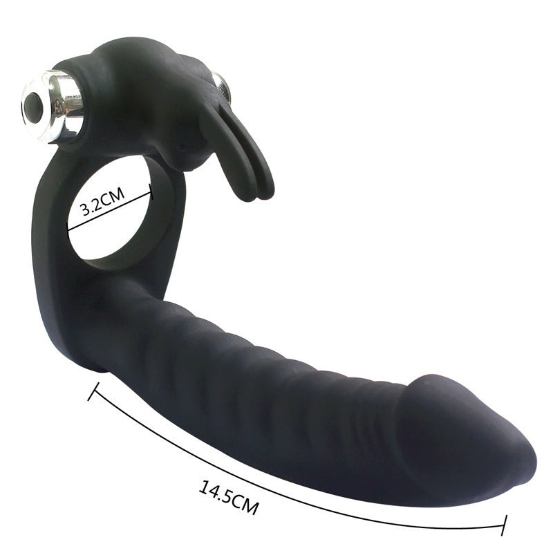 Vibrating Sex Delay Penis Ring with Dildo Butt Plug Enhancer Cock Rings Sex Toys for Couple