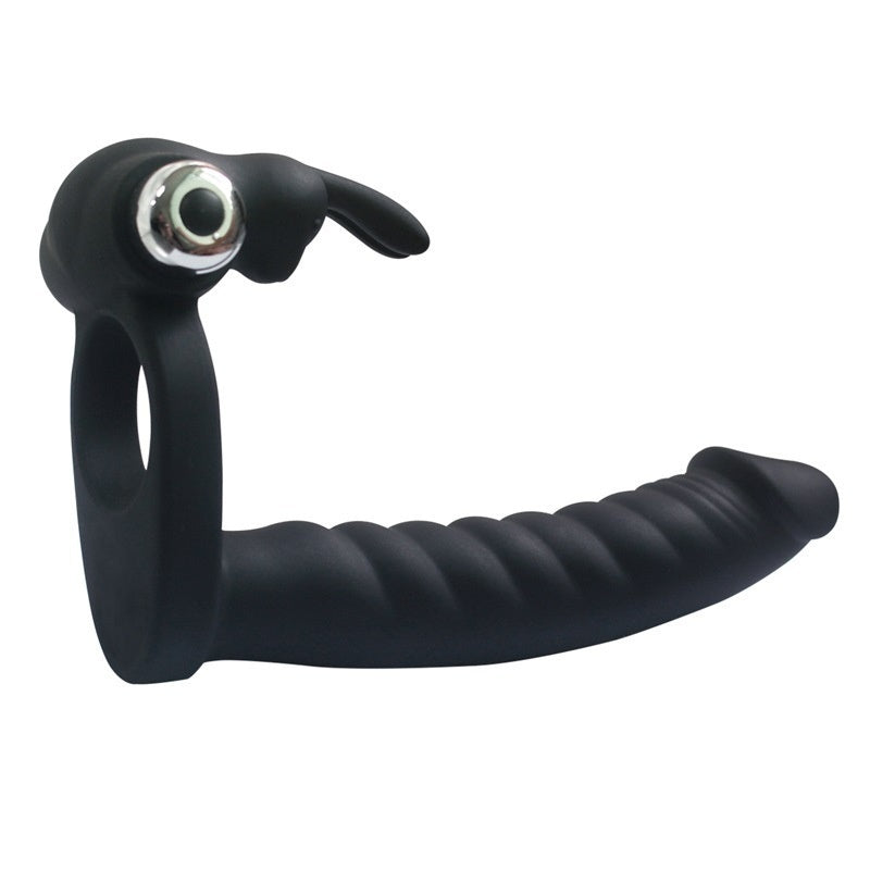 Vibrating Sex Delay Penis Ring with Dildo Butt Plug Enhancer Cock Rings Sex Toys for Couple