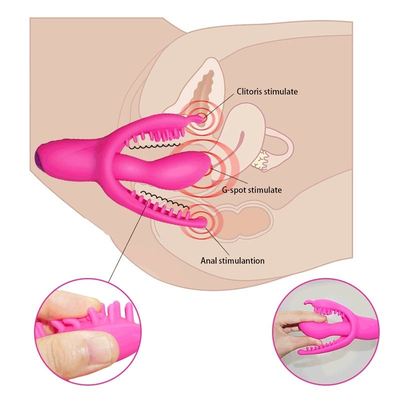 3 Point Stimulator Dildo Vibrator Female Clitoris Body Massager Sex Toys for Women