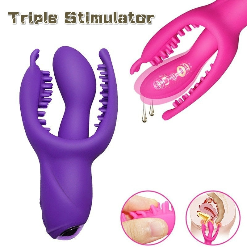 3 Point Stimulator Dildo Vibrator Female Clitoris Body Massager Sex Toys for Women