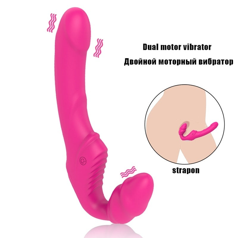 9 Speeds Strapon Double Ended Dildo Vibrator Lesbian Masturbration Sex Toys for Female Couple