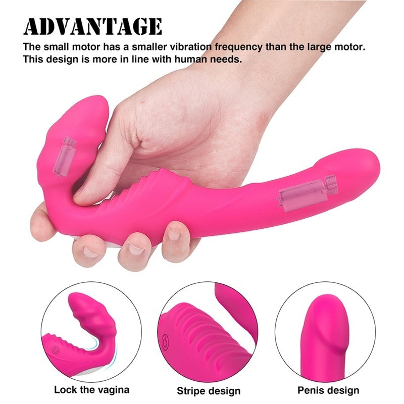 9 Speeds Strapon Double Ended Dildo Vibrator Lesbian Masturbration Sex Toys for Female Couple