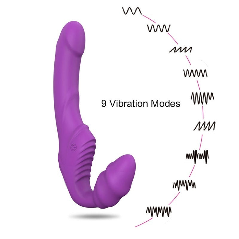 9 Speeds Strapon Double Ended Dildo Vibrator Lesbian Masturbration Sex Toys for Female Couple