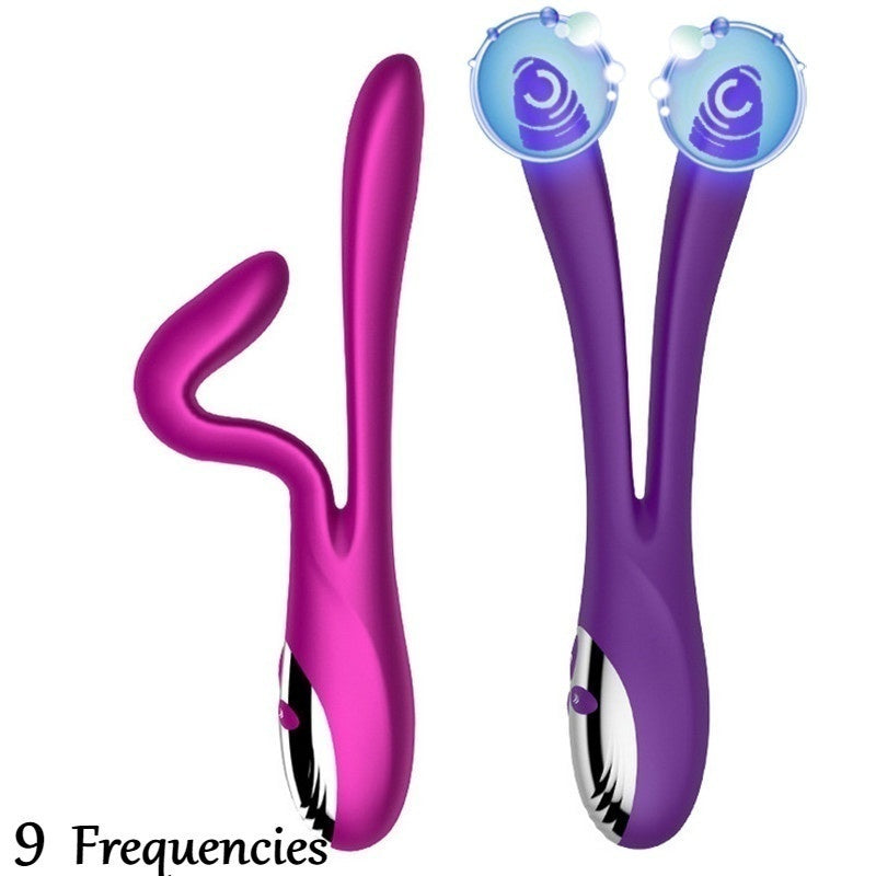 360 ° Bend Double Head Vibrating AV Massager Dildo Vibrator for Female Lesbian Sex Toy for Couples/Gays