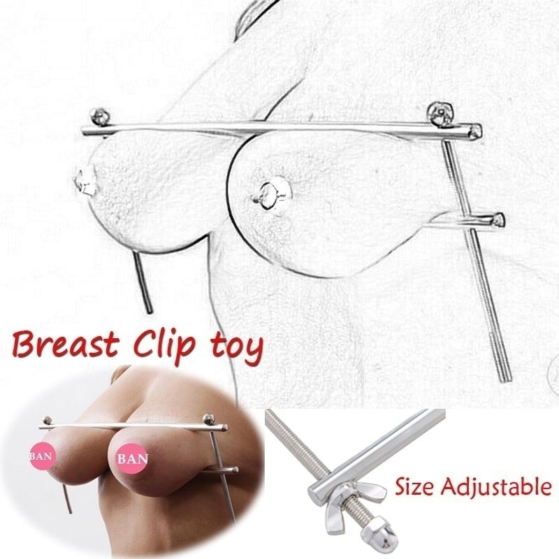 Women's Fashion Adjustable Stainless Steel B.D.S.M Brea/st Clamps Bon/dage Res/traints Sextoys