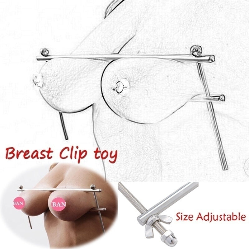 Women's Fashion Adjustable Stainless Steel B.D.S.M Brea/st Clamps Bon/dage Res/traints Sextoys