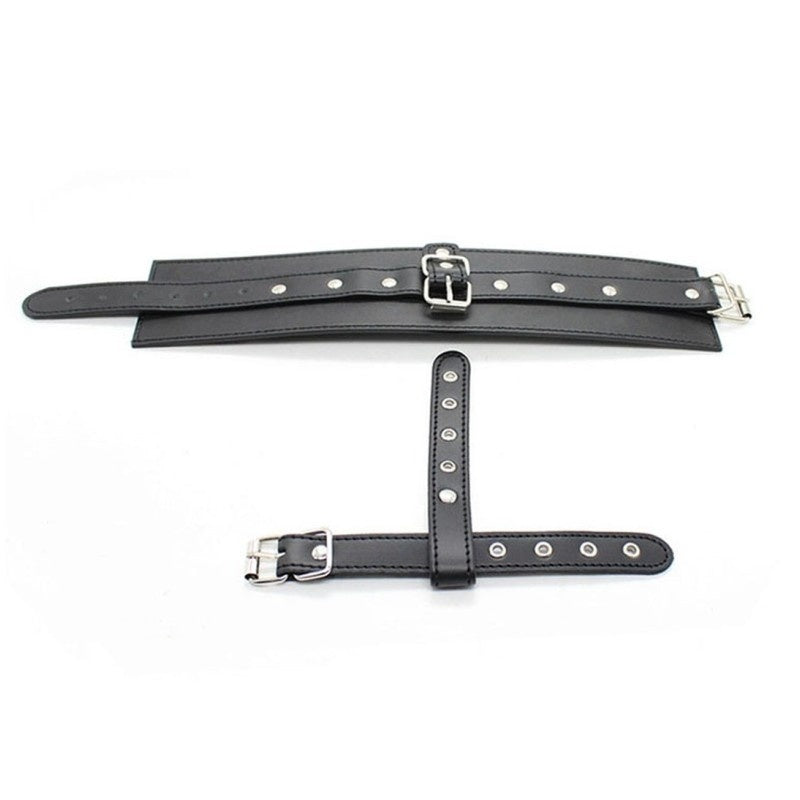 PU Leather Wrist To Thumbs Cuffs Bondage Belt BDSM Restraints Handcuff Adult Toys