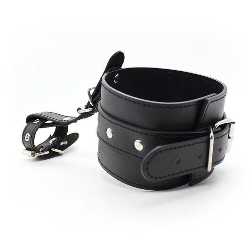PU Leather Wrist To Thumbs Cuffs Bondage Belt BDSM Restraints Handcuff Adult Toys