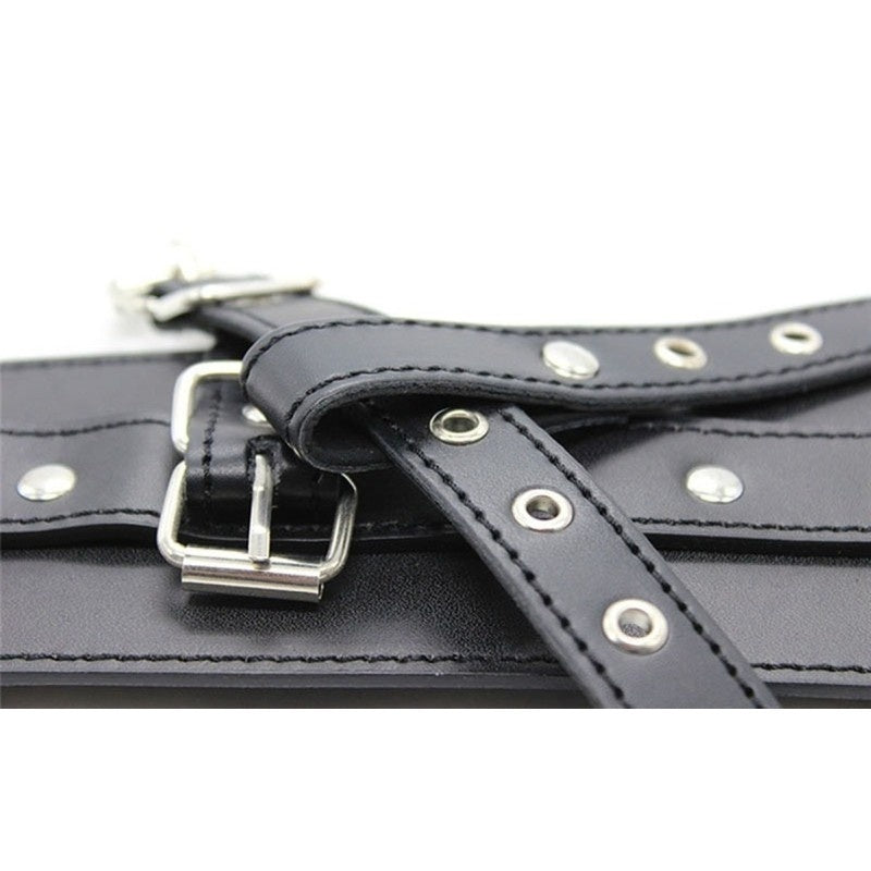 PU Leather Wrist To Thumbs Cuffs Bondage Belt BDSM Restraints Handcuff Adult Toys