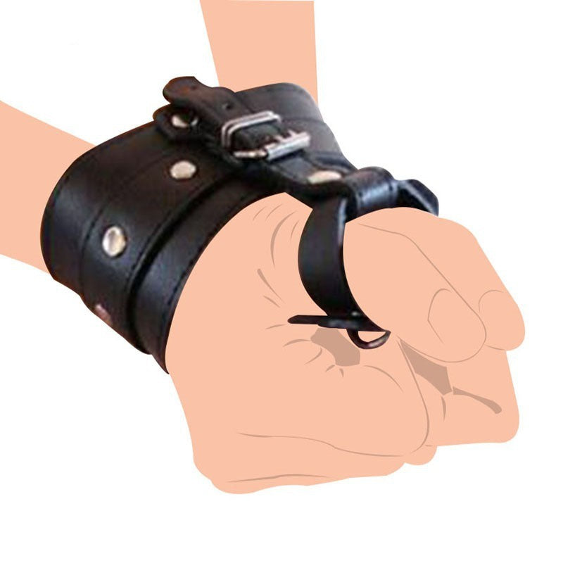 PU Leather Wrist To Thumbs Cuffs Bondage Belt BDSM Restraints Handcuff Adult Toys