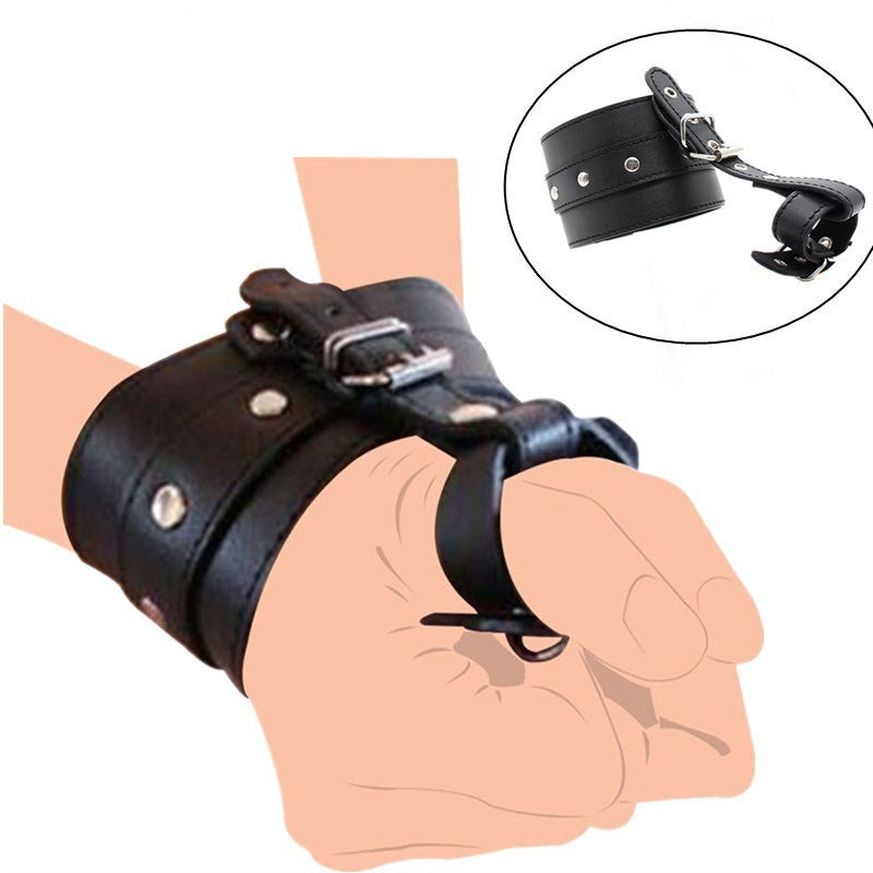 PU Leather Wrist To Thumbs Cuffs Bondage Belt BDSM Restraints Handcuff Adult Toys
