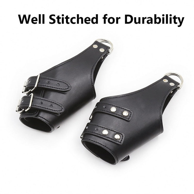 Adjustable Leather Suspension Cuffs Ankle Wrist BDSM Bondage Restraint Handcuffs Sex Toys 1 Pair
