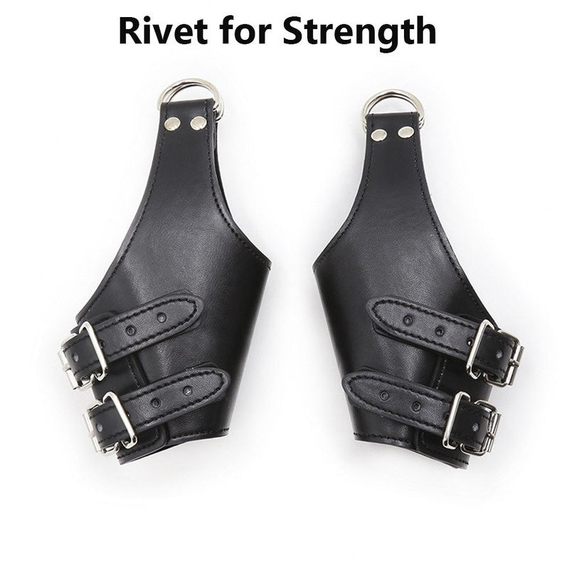 Adjustable Leather Suspension Cuffs Ankle Wrist BDSM Bondage Restraint Handcuffs Sex Toys 1 Pair