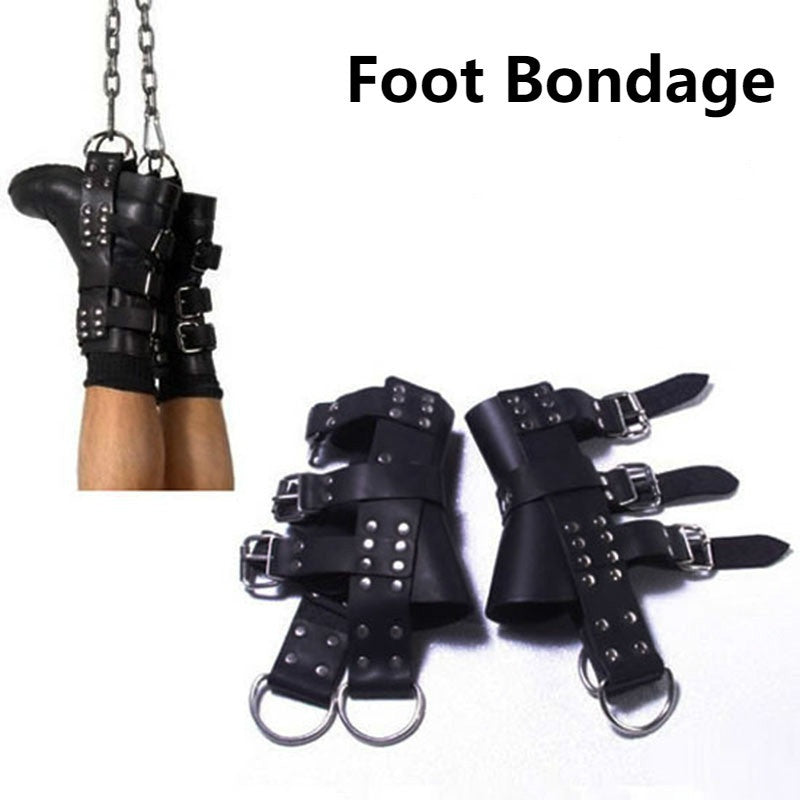 Suspension Hand Foot Bondage Slave Bdsm Adjustable Ankle Cuffs Sex Games Leather Slave Sex Tools Flirt For Couples.