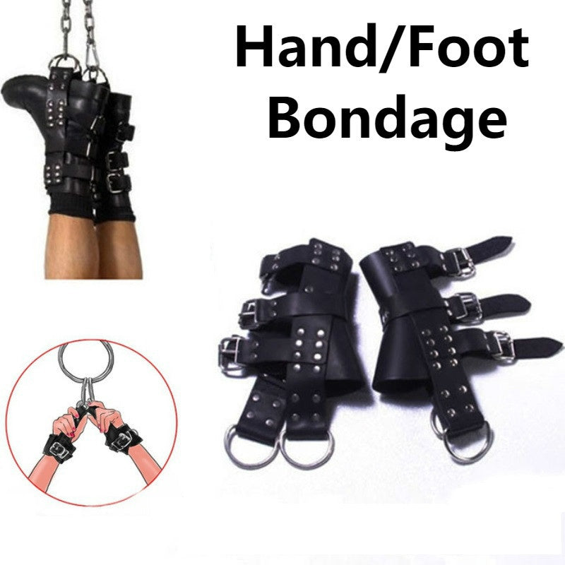 Suspension Hand Foot Bondage Slave Bdsm Adjustable Ankle Cuffs Sex Games Leather Slave Sex Tools Flirt For Couples.