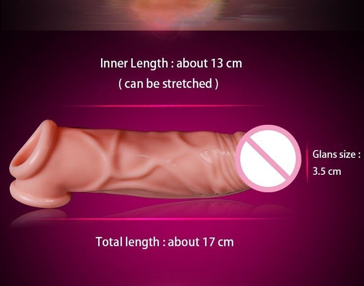 Enlargement Enhancer Condom Delay Sex Toys for Men Extender Ring Nude Natural Big Male Penis Sleeve Extender