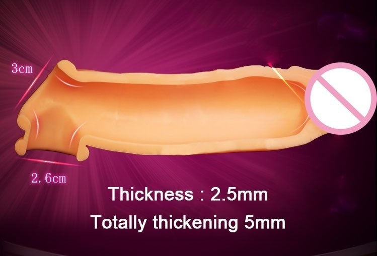 Enlargement Enhancer Condom Delay Sex Toys for Men Extender Ring Nude Natural Big Male Penis Sleeve Extender