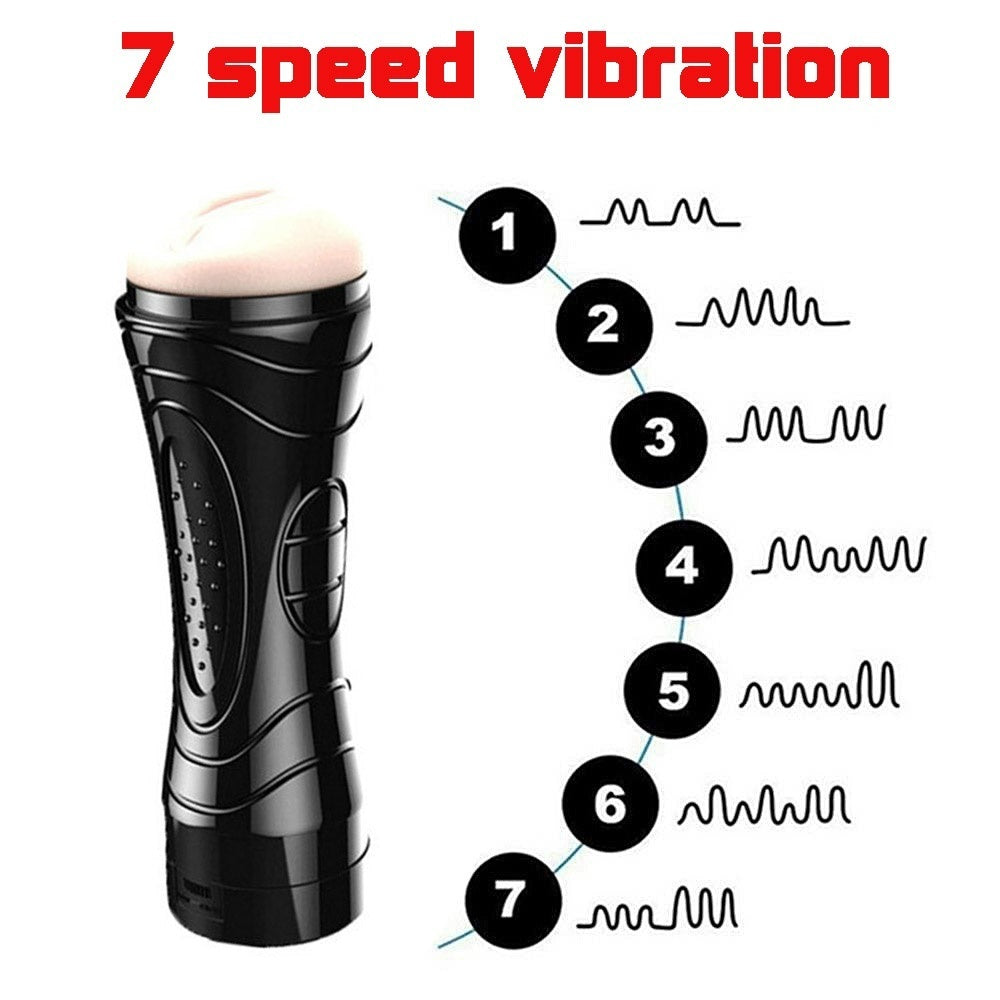 Handsfree Electric Men's Masturbation Vagina 7 Speed Masturbator Cup Sex Toys for Male