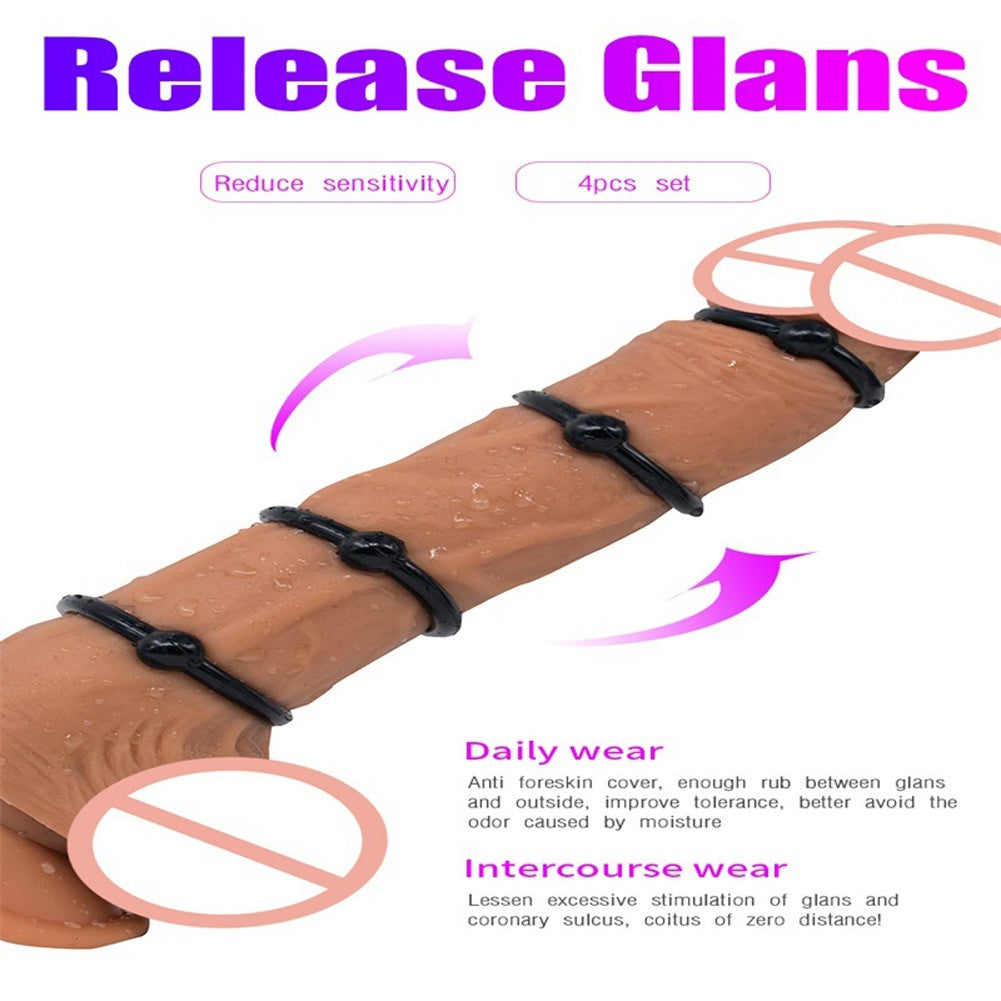 Male sex silicone locking ring penis ring training force set ring sun ring ring circle 4