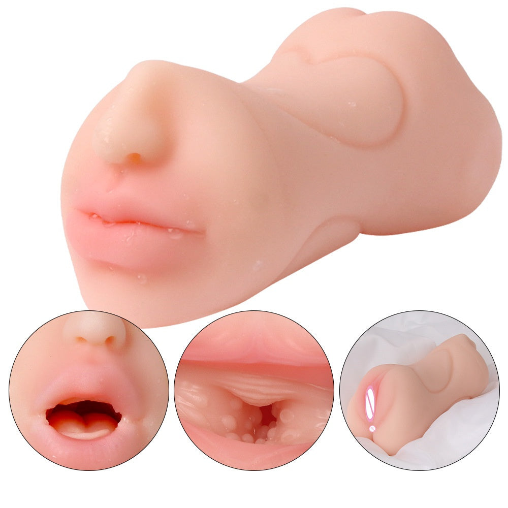 Male mouth anal double dual-player backmark doll three-hole hot explosive homestick machine Simulation uterus airplane cup