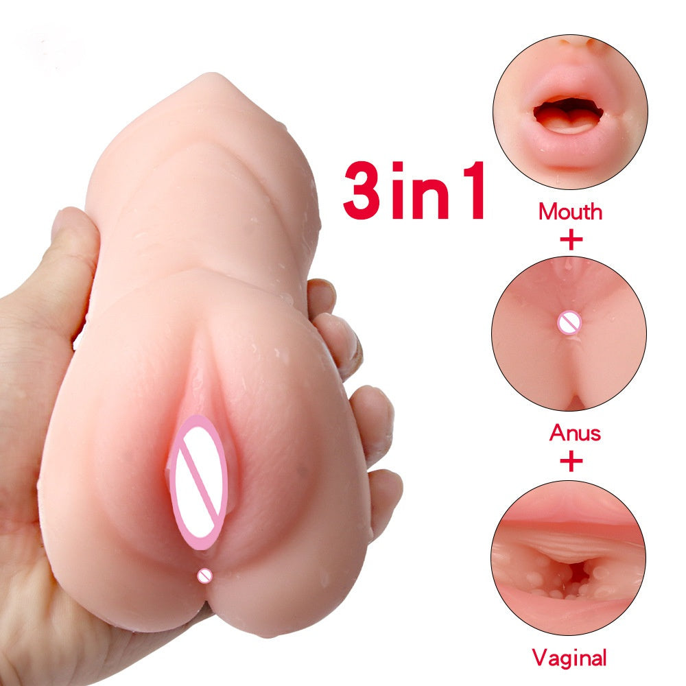 Male mouth anal double dual-player backmark doll three-hole hot explosive homestick machine Simulation uterus airplane cup